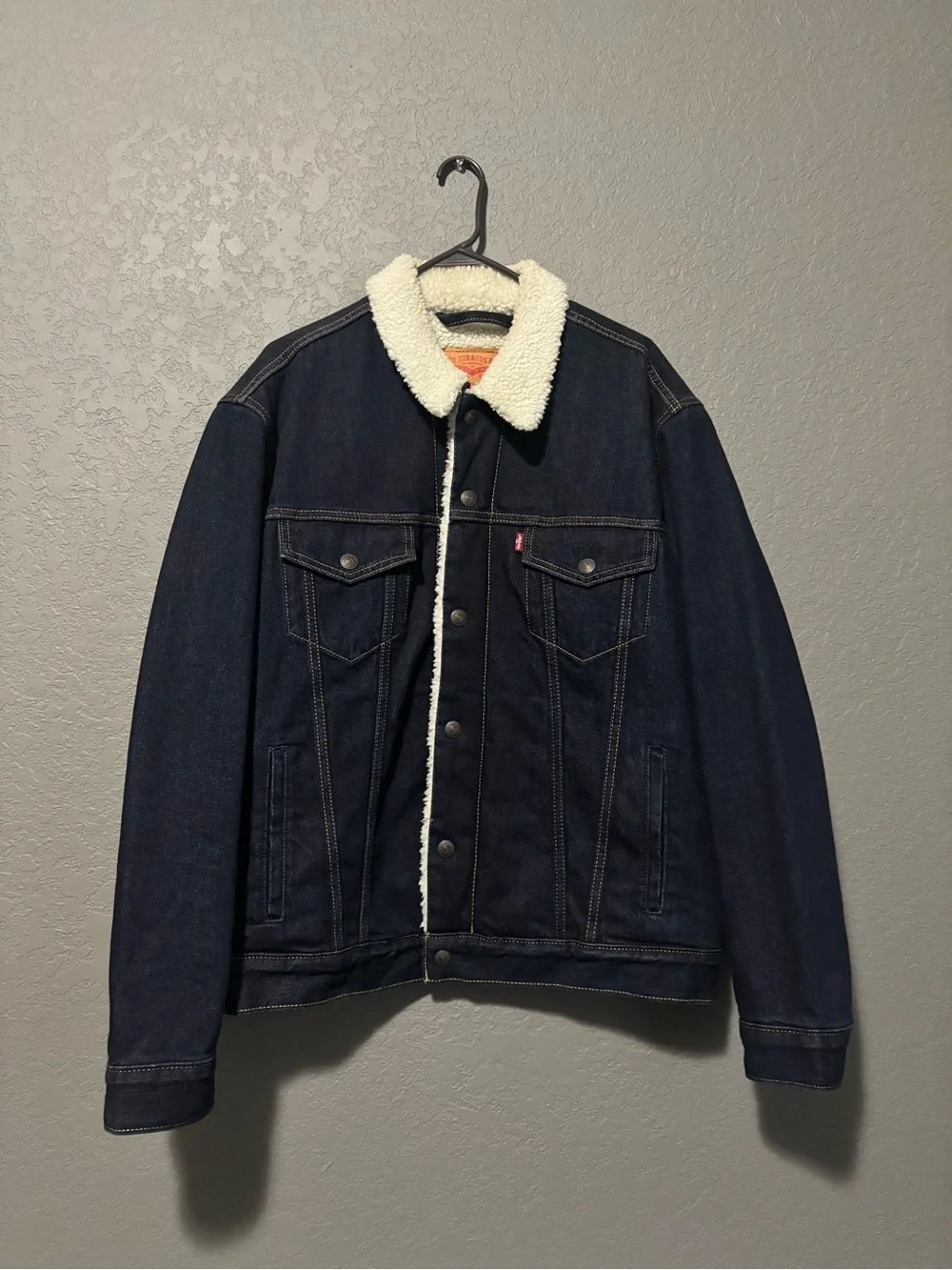 Levi's Dark Indigo Sherpa Collar Denim Jacket - Picture 2 of 6